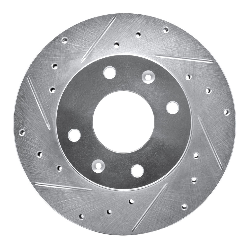 Dynamic Friction 631-72022L - Drilled and Slotted Silver Zinc Brake Rotor