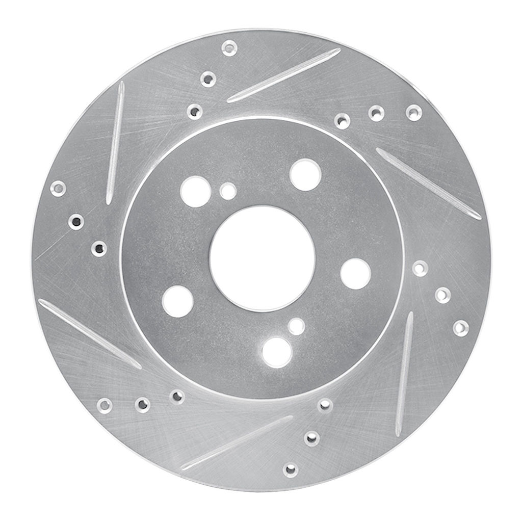 Dynamic Friction 631-76151L - Drilled and Slotted Silver Zinc Brake Rotor