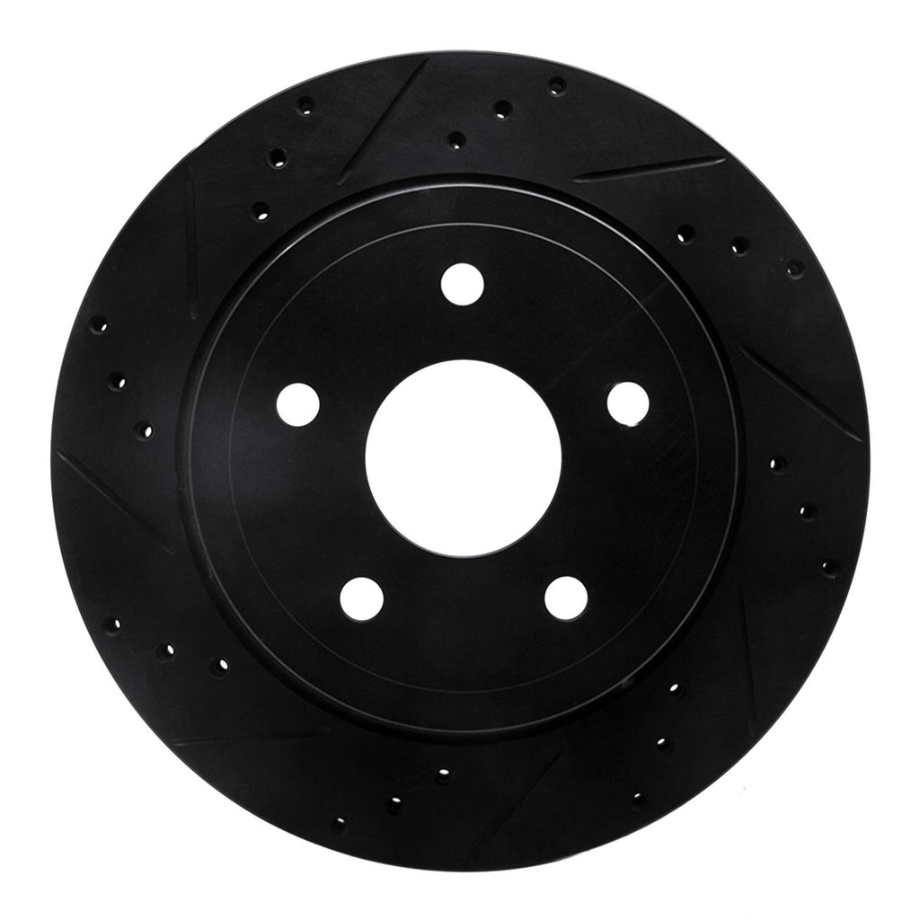Dynamic Friction 633-40106L - Drilled and Slotted Black Zinc Brake Rotor