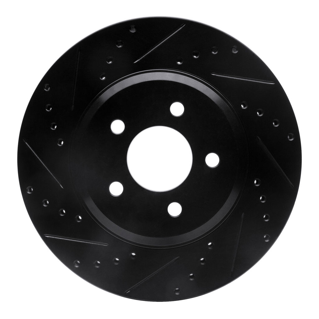 Dynamic Friction 633-54057L - Drilled and Slotted Black Zinc Brake Rotor