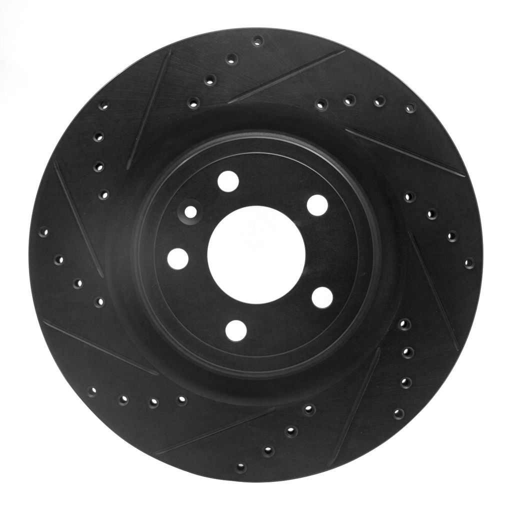 Dynamic Friction 633-54065L - Drilled and Slotted Black Zinc Brake Rotor