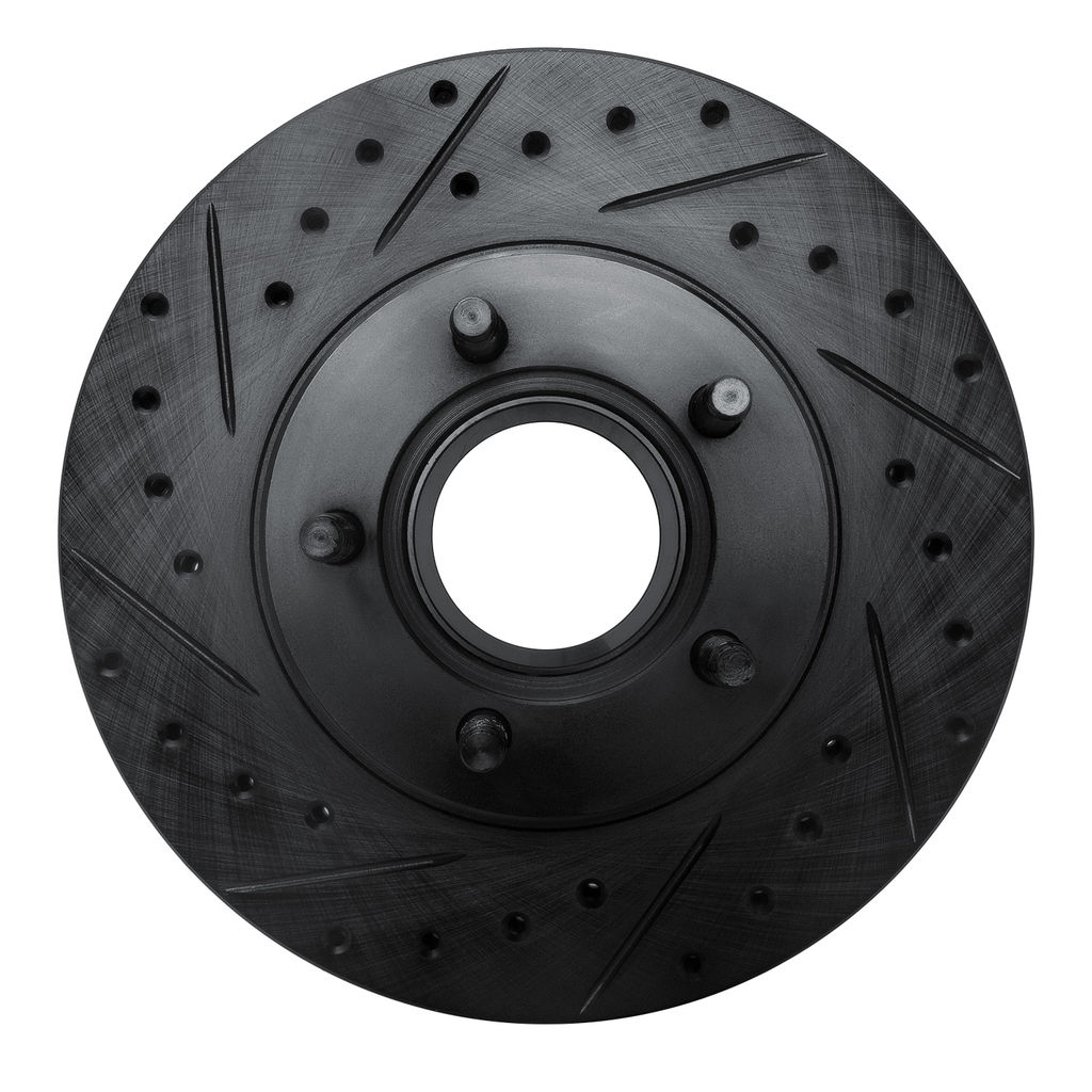 Dynamic Friction 633-54156L - Drilled and Slotted Black Zinc Brake Rotor