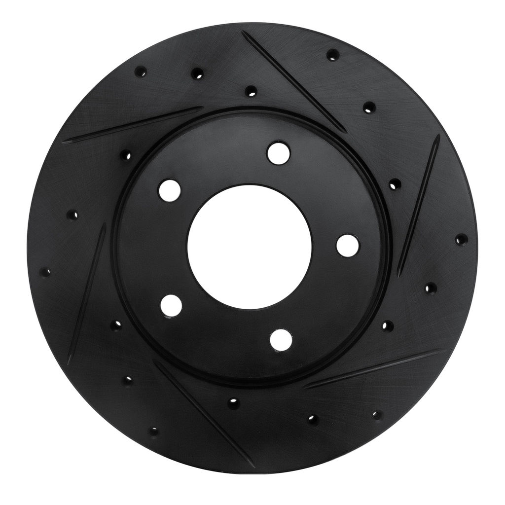 Dynamic Friction 633-80027R - Drilled and Slotted Black Zinc Brake Rotor