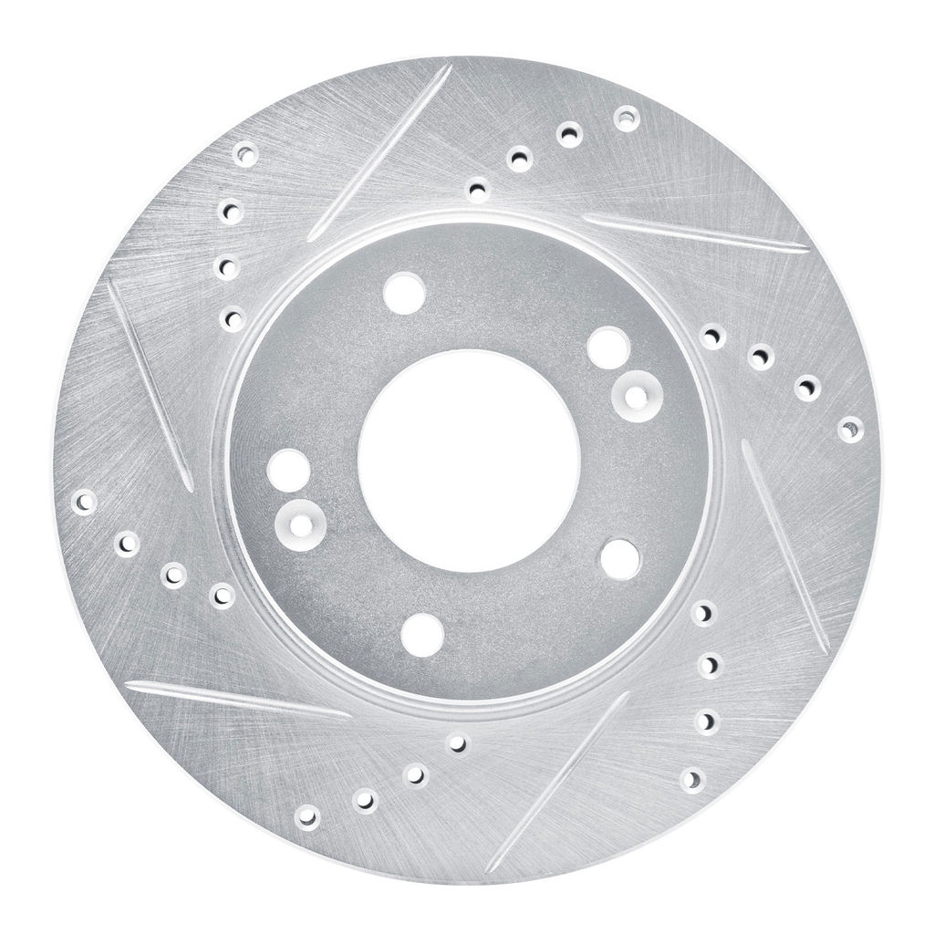 Dynamic Friction 631-21012L - Drilled and Slotted Silver Zinc Brake Rotor