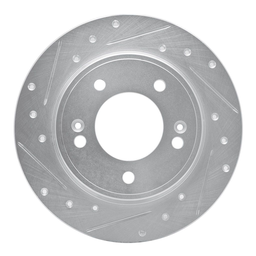 Dynamic Friction 631-21034L - Drilled and Slotted Silver Zinc Brake Rotor