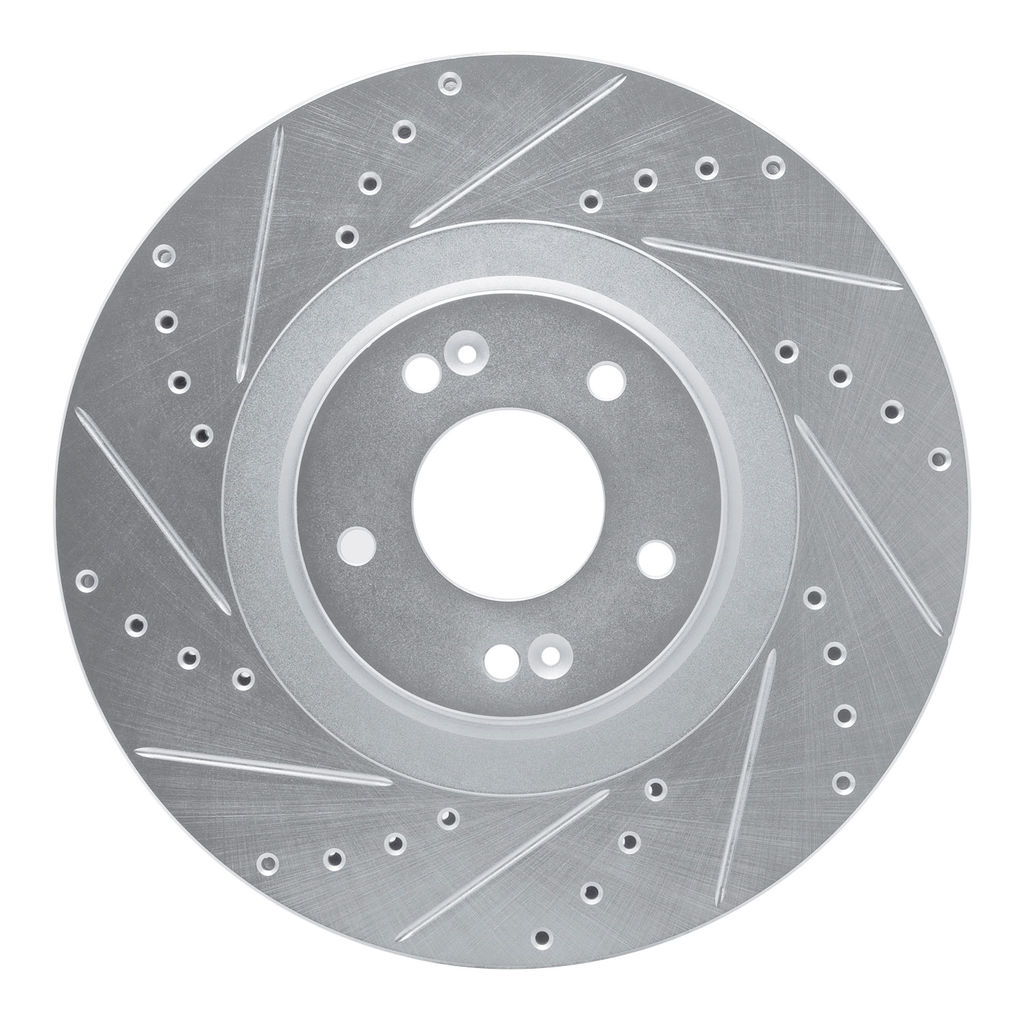 Dynamic Friction 631-21044L - Drilled and Slotted Silver Zinc Brake Rotor