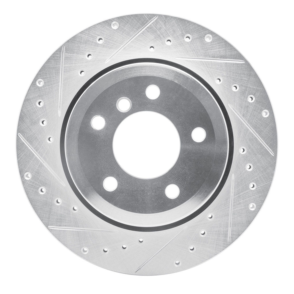 Dynamic Friction 631-31075L - Drilled and Slotted Silver Zinc Brake Rotor