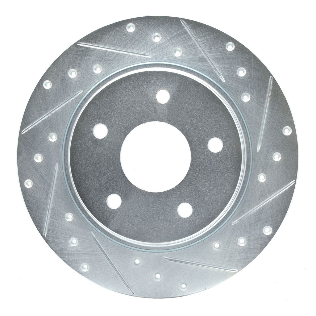 Dynamic Friction 631-40109R - Drilled and Slotted Silver Zinc Brake Rotor