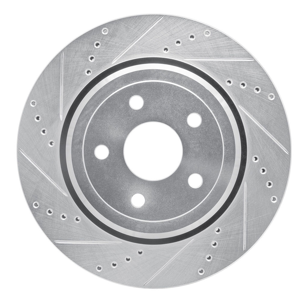 Dynamic Friction 631-42008L - Drilled and Slotted Silver Zinc Brake Rotor