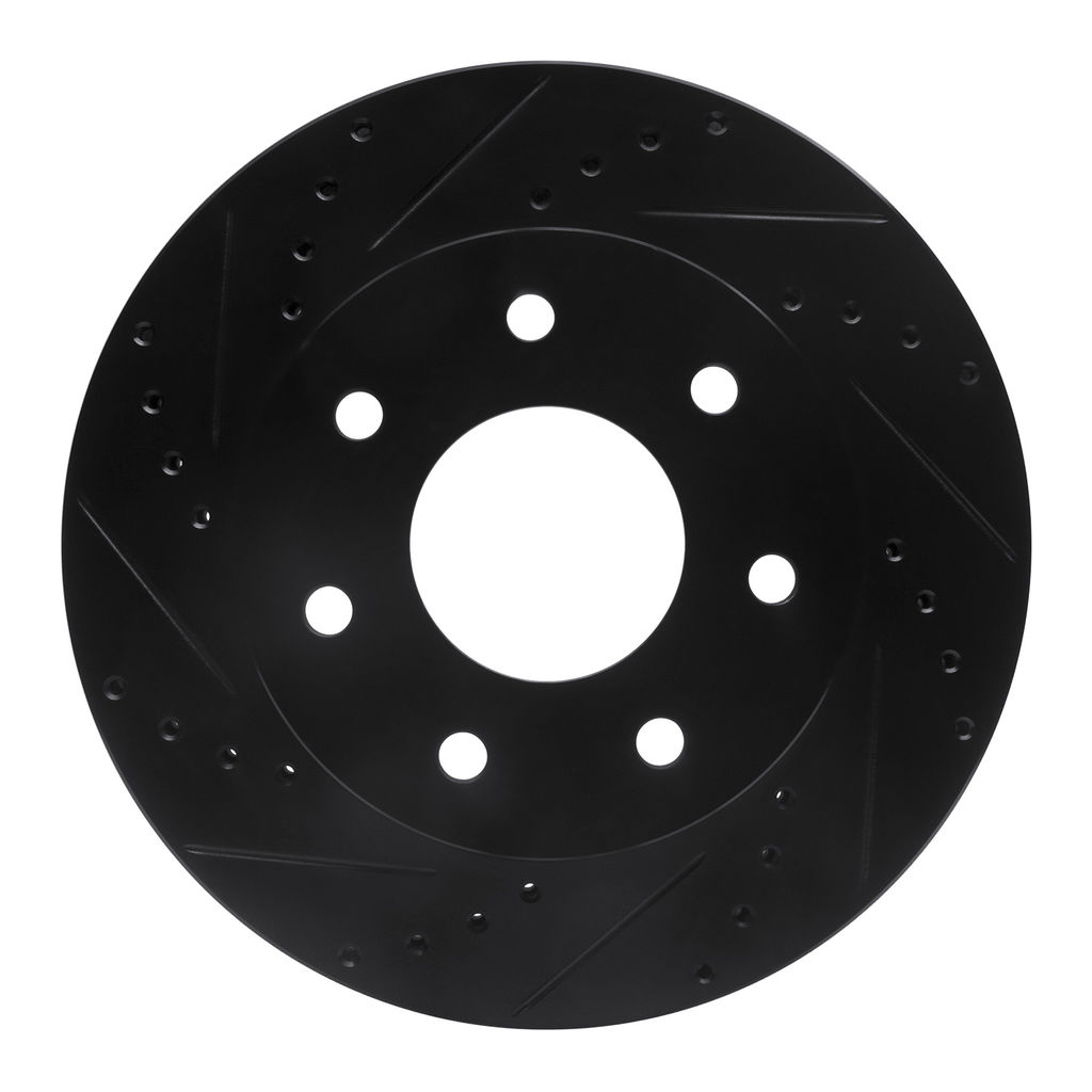 Dynamic Friction 633-54187L - Drilled and Slotted Black Zinc Brake Rotor