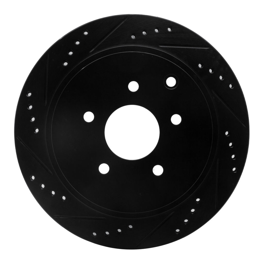 Dynamic Friction 633-67089L - Drilled and Slotted Black Zinc Brake Rotor