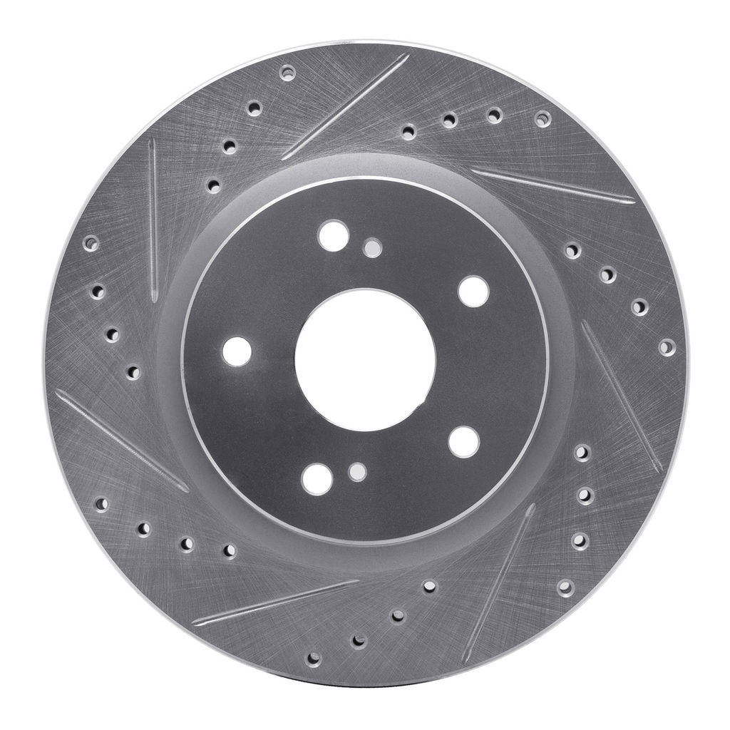 Dynamic Friction 631-01014L - Drilled and Slotted Silver Zinc Brake Rotor