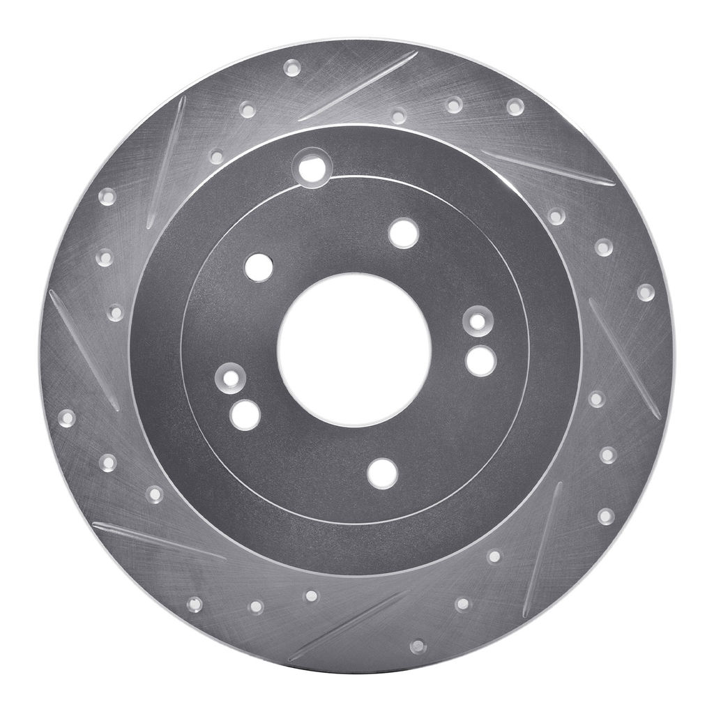 Dynamic Friction 631-03046L - Drilled and Slotted Silver Zinc Brake Rotor
