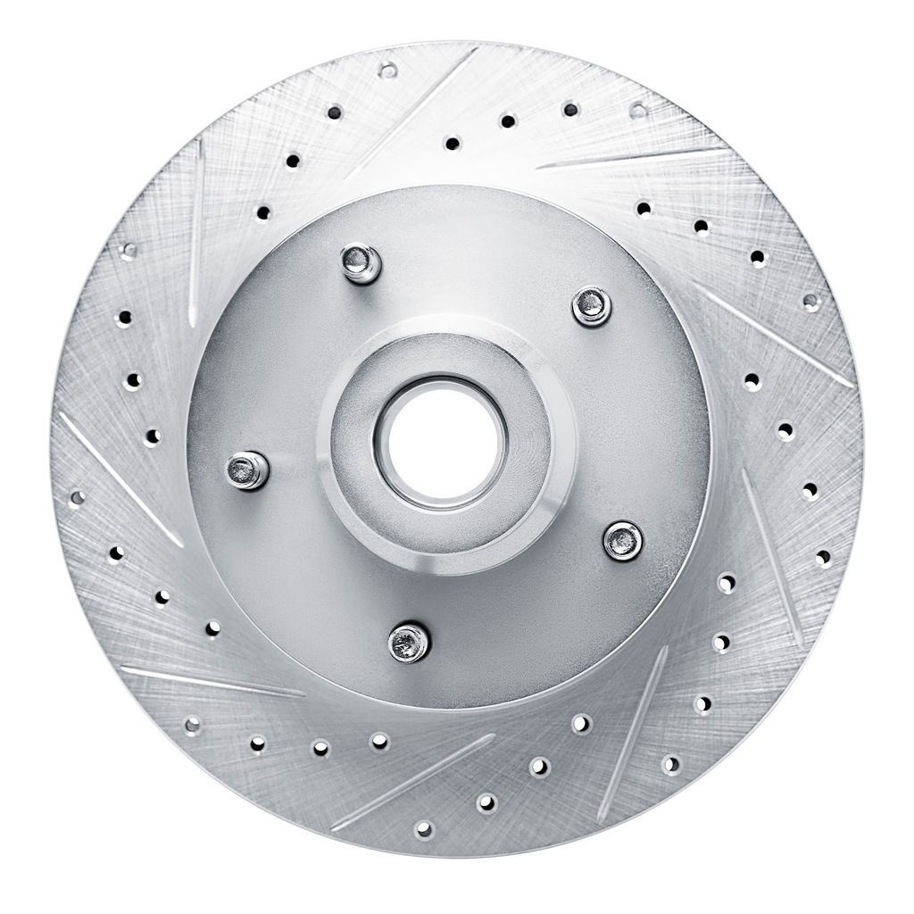 Dynamic Friction 631-40074L - Drilled and Slotted Silver Zinc Brake Rotor
