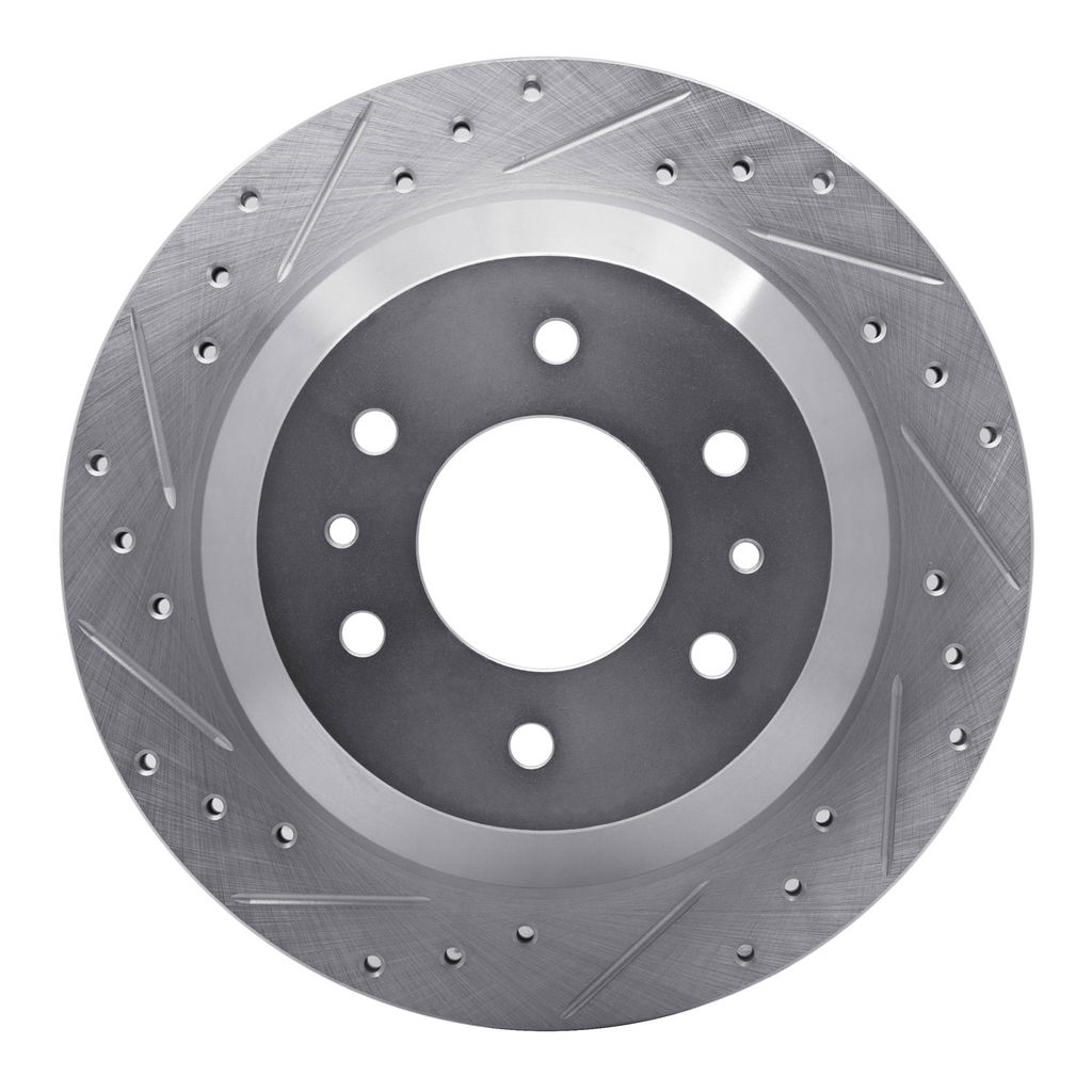 Dynamic Friction 631-48045L - Drilled and Slotted Silver Zinc Brake Rotor