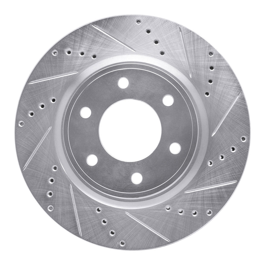 Dynamic Friction 631-68016R - Drilled and Slotted Silver Zinc Brake Rotor