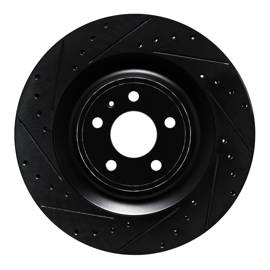 Dynamic Friction 633-02102L - Drilled and Slotted Black Zinc Brake Rotor