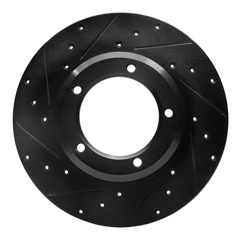 Dynamic Friction 633-11000L - Drilled and Slotted Black Zinc Brake Rotor