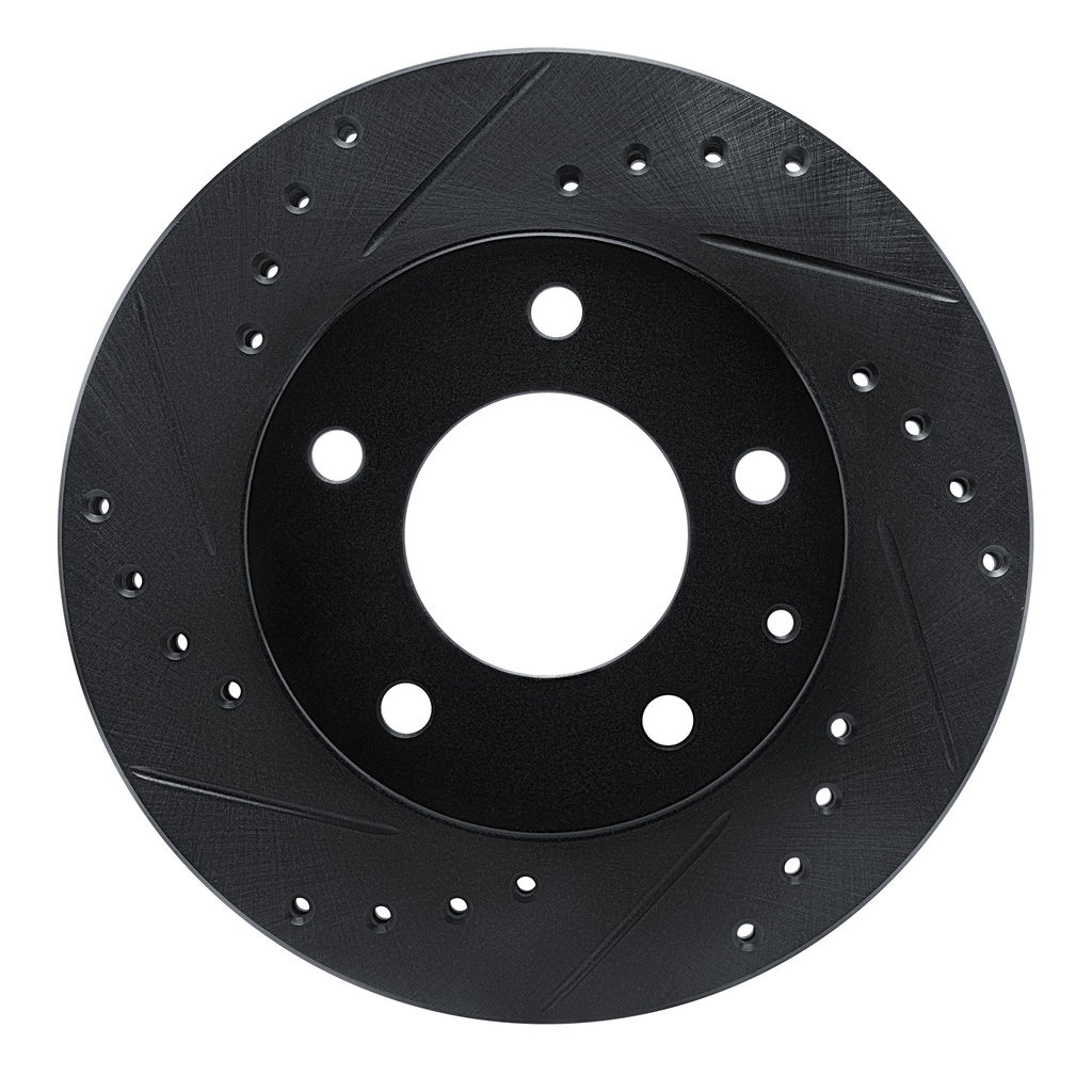 Dynamic Friction 633-80028L - Drilled and Slotted Black Zinc Brake Rotor
