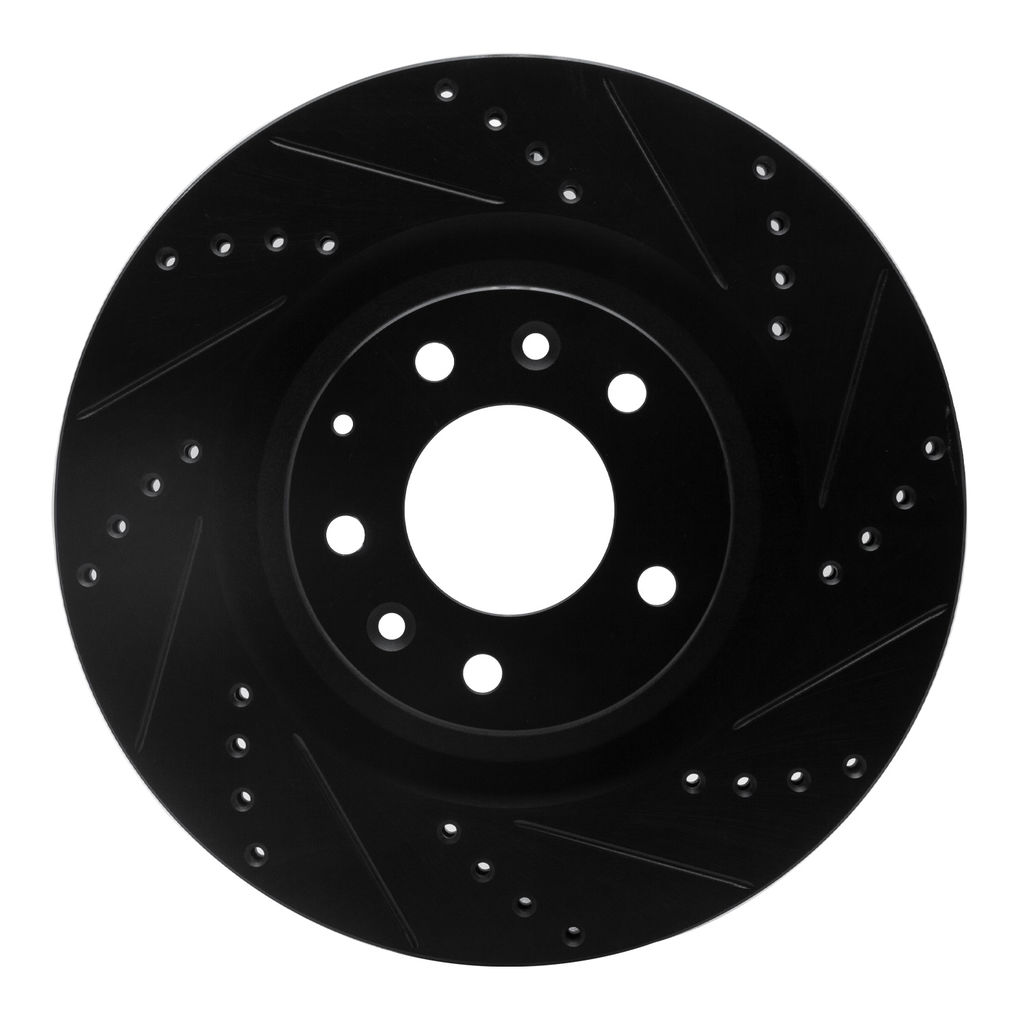 Dynamic Friction 633-80069R - Drilled and Slotted Black Zinc Brake Rotor