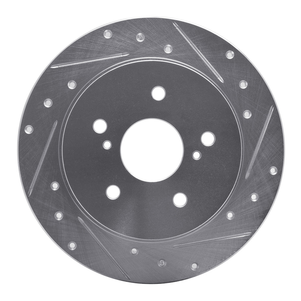 Dynamic Friction 631-01005R - Drilled and Slotted Silver Zinc Brake Rotor