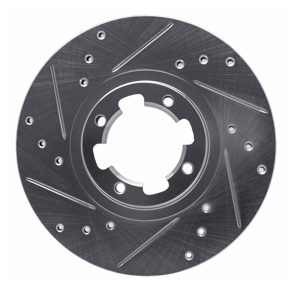 Dynamic Friction 631-13000L - Drilled and Slotted Silver Zinc Brake Rotor