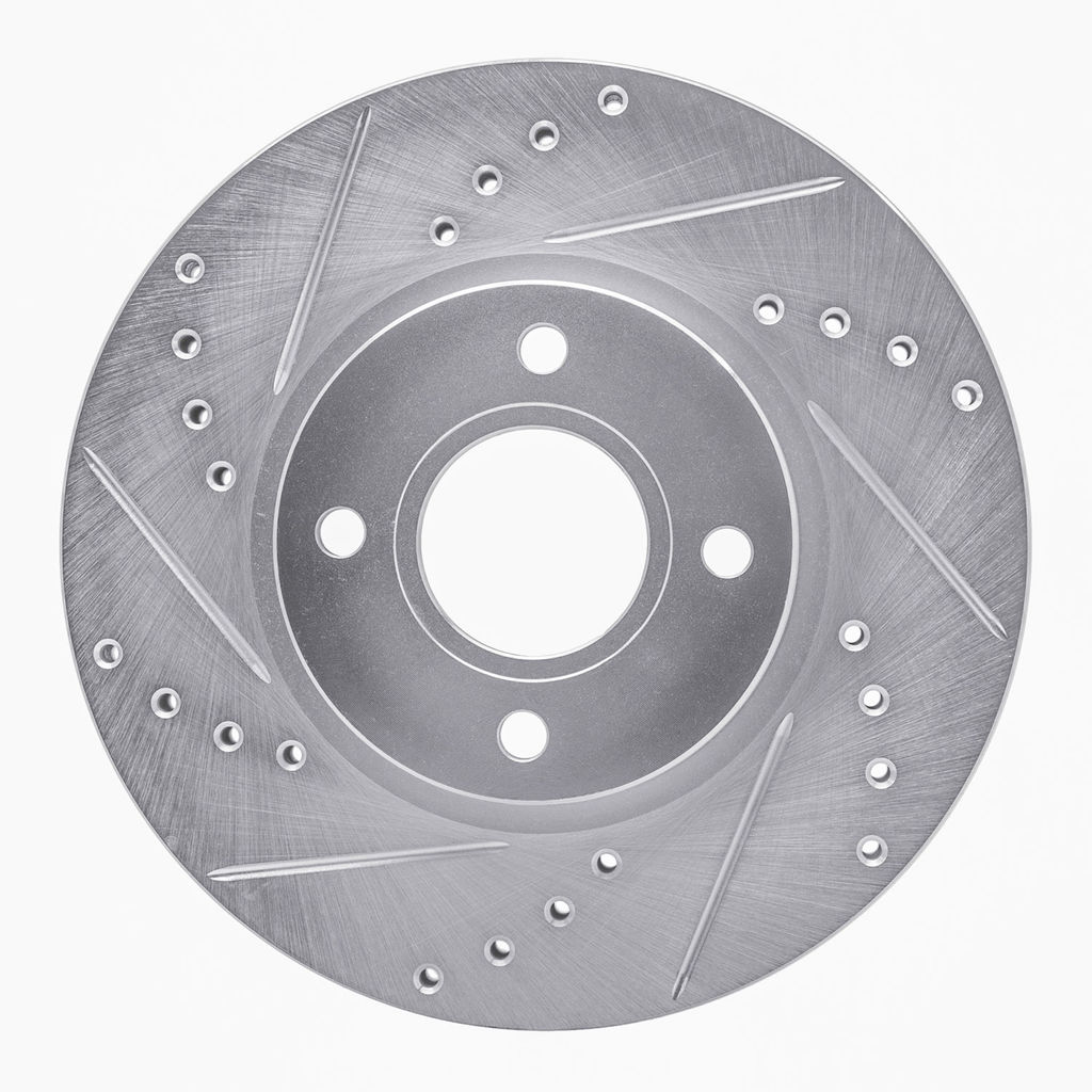 Dynamic Friction 631-54075L - Drilled and Slotted Silver Zinc Brake Rotor