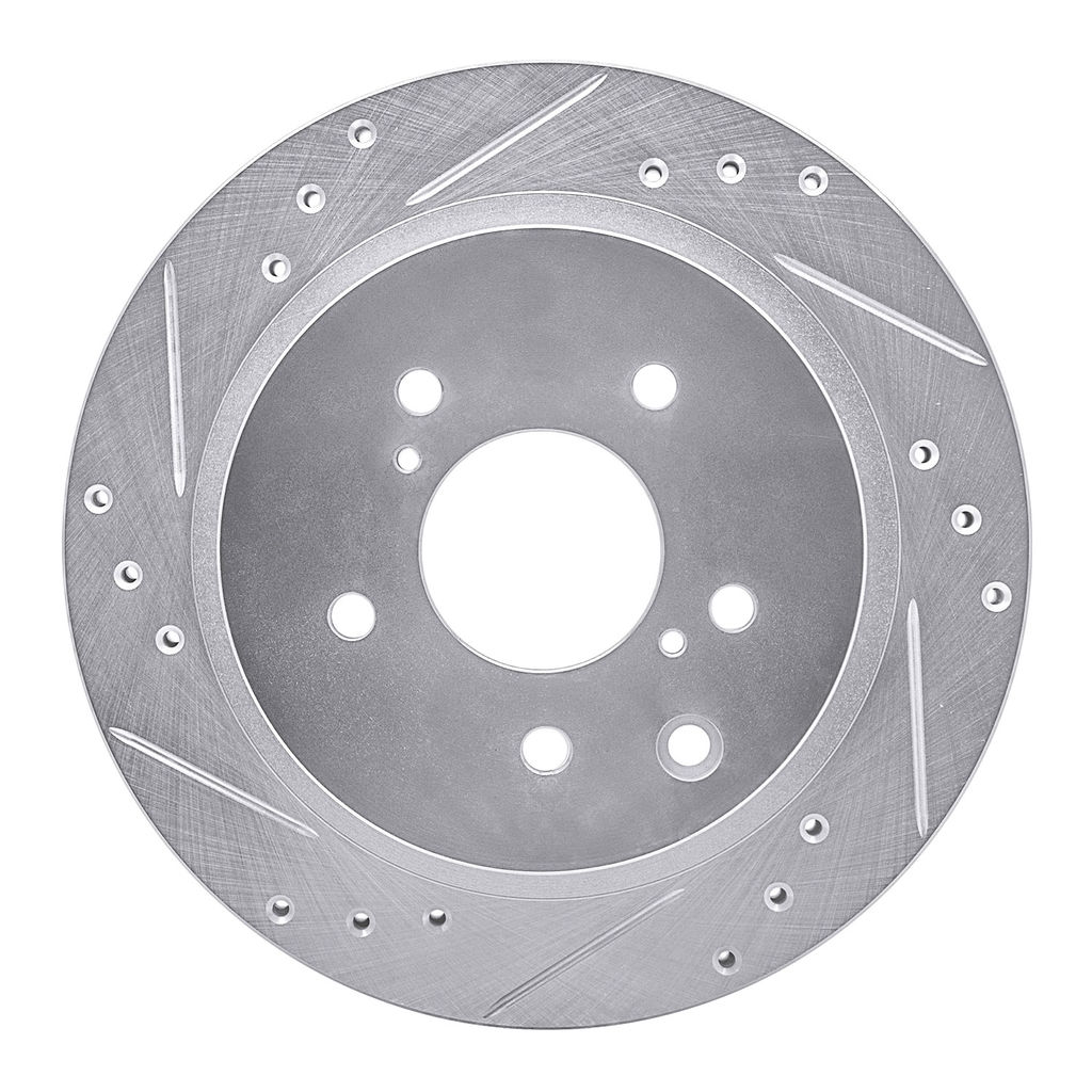 Dynamic Friction 631-67034L - Drilled and Slotted Silver Zinc Brake Rotor