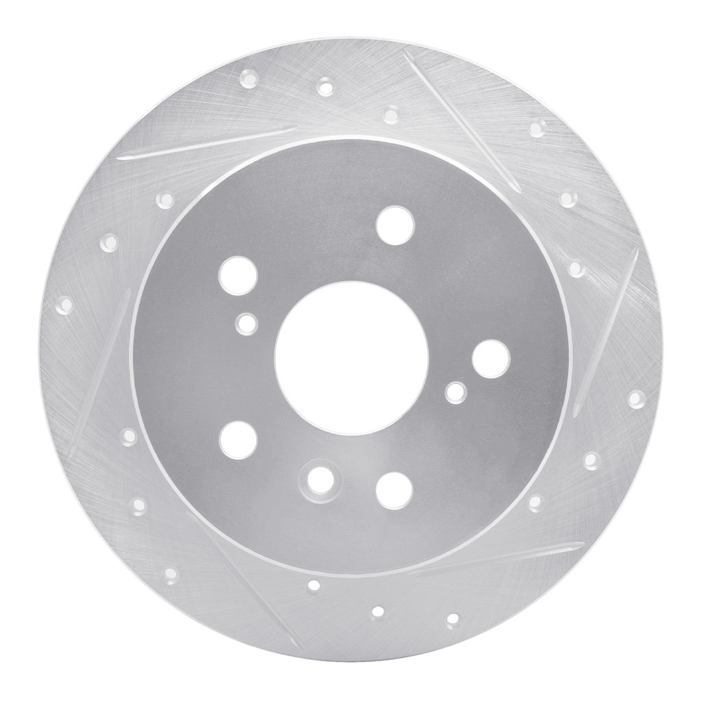 Dynamic Friction 631-76079R - Drilled and Slotted Silver Zinc Brake Rotor