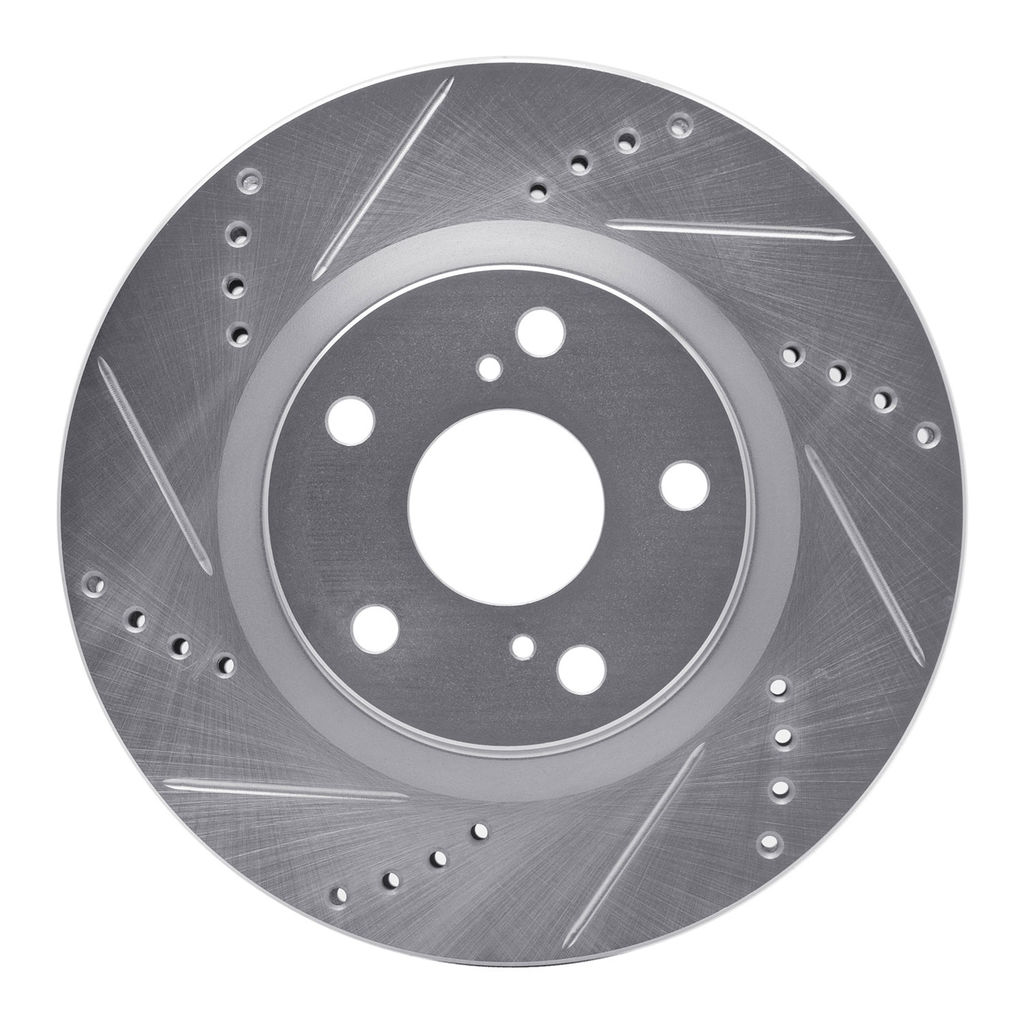 Dynamic Friction 631-76080L - Drilled and Slotted Silver Zinc Brake Rotor