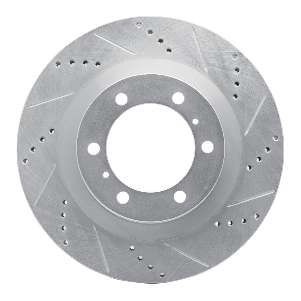Dynamic Friction 631-76142R - Drilled and Slotted Silver Zinc Brake Rotor