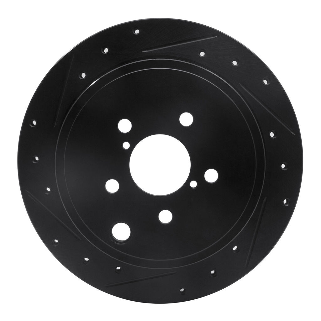 Dynamic Friction 633-13023L - Drilled and Slotted Black Zinc Brake Rotor