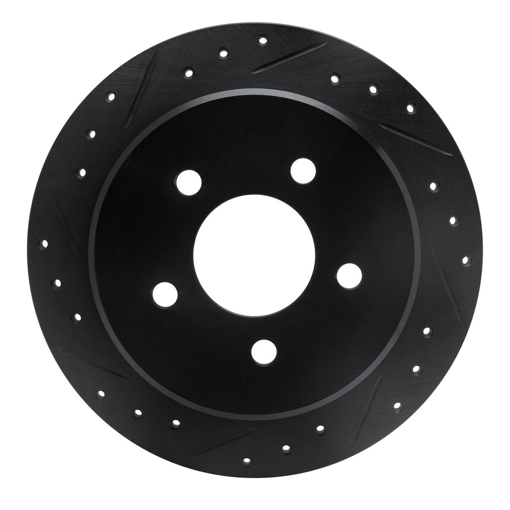 Dynamic Friction 633-54142L - Drilled and Slotted Black Zinc Brake Rotor