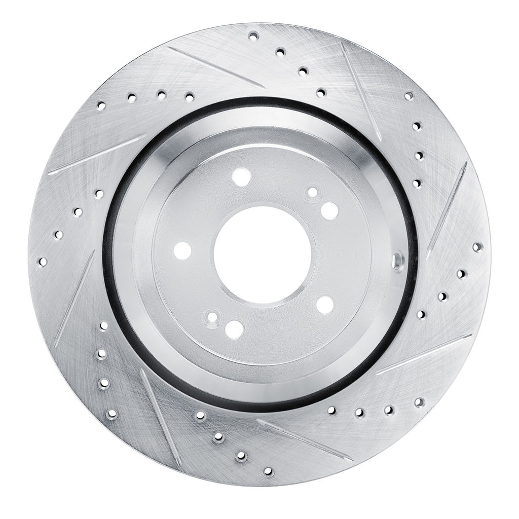 Dynamic Friction 631-10002R - Drilled and Slotted Silver Zinc Brake Rotor