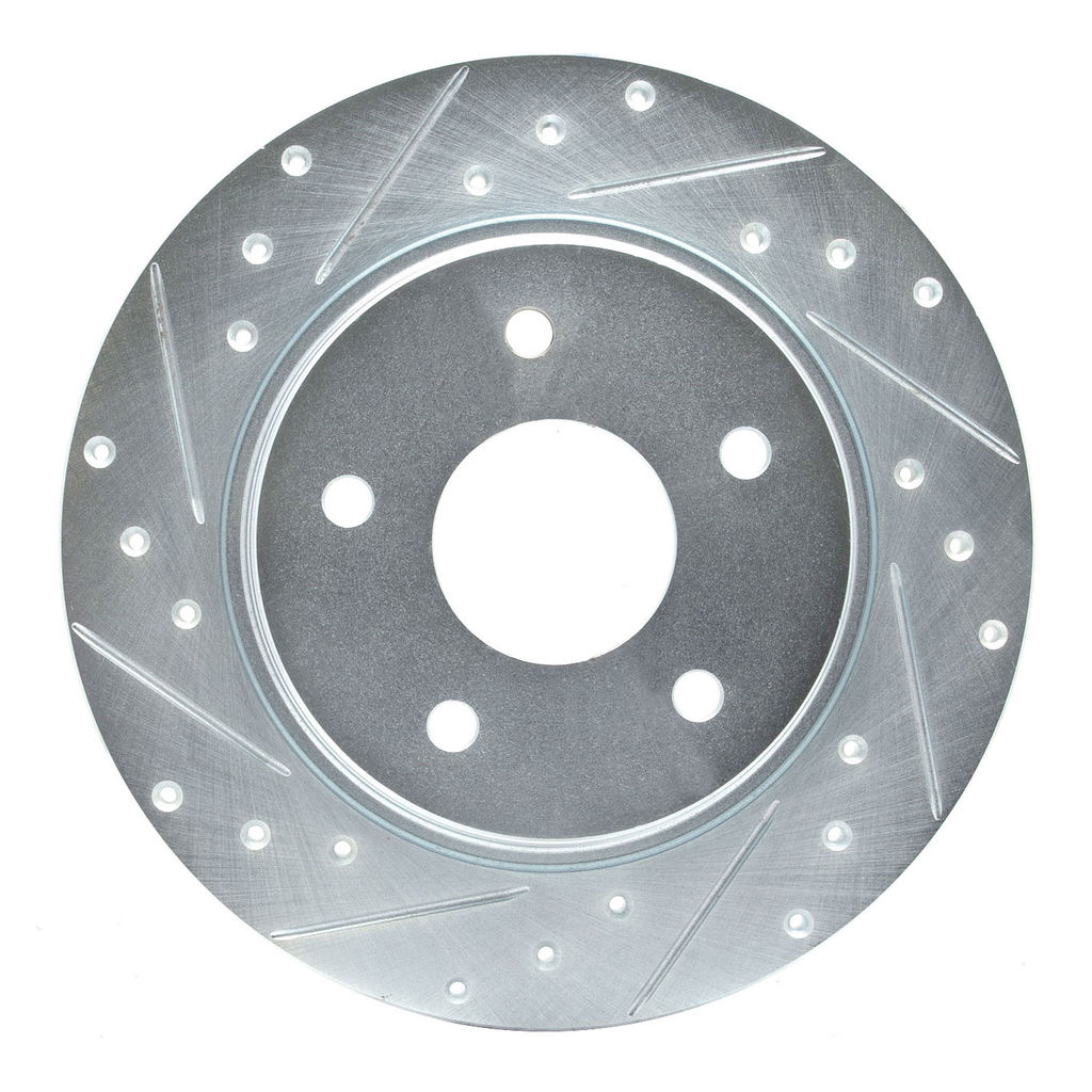 Dynamic Friction 631-40109L - Drilled and Slotted Silver Zinc Brake Rotor