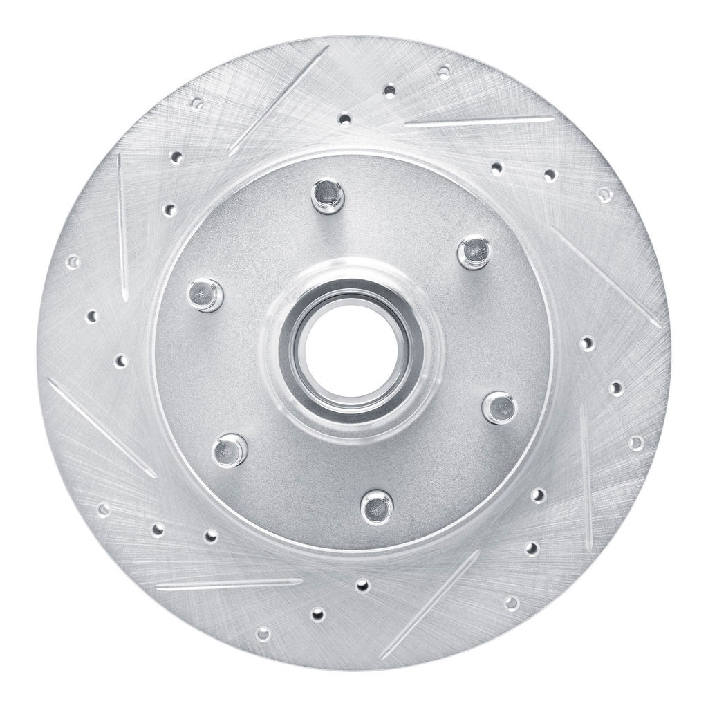 Dynamic Friction 631-48011L - Drilled and Slotted Silver Zinc Brake Rotor