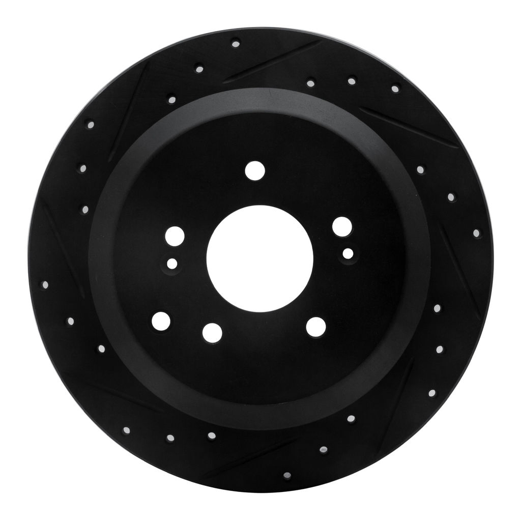 Dynamic Friction 633-03048L - Drilled and Slotted Black Zinc Brake Rotor