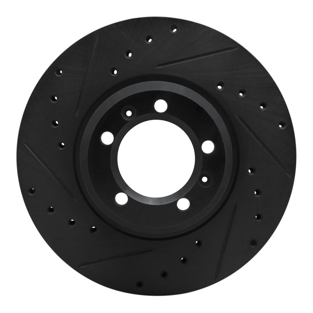 Dynamic Friction 633-16002L - Drilled and Slotted Black Zinc Brake Rotor