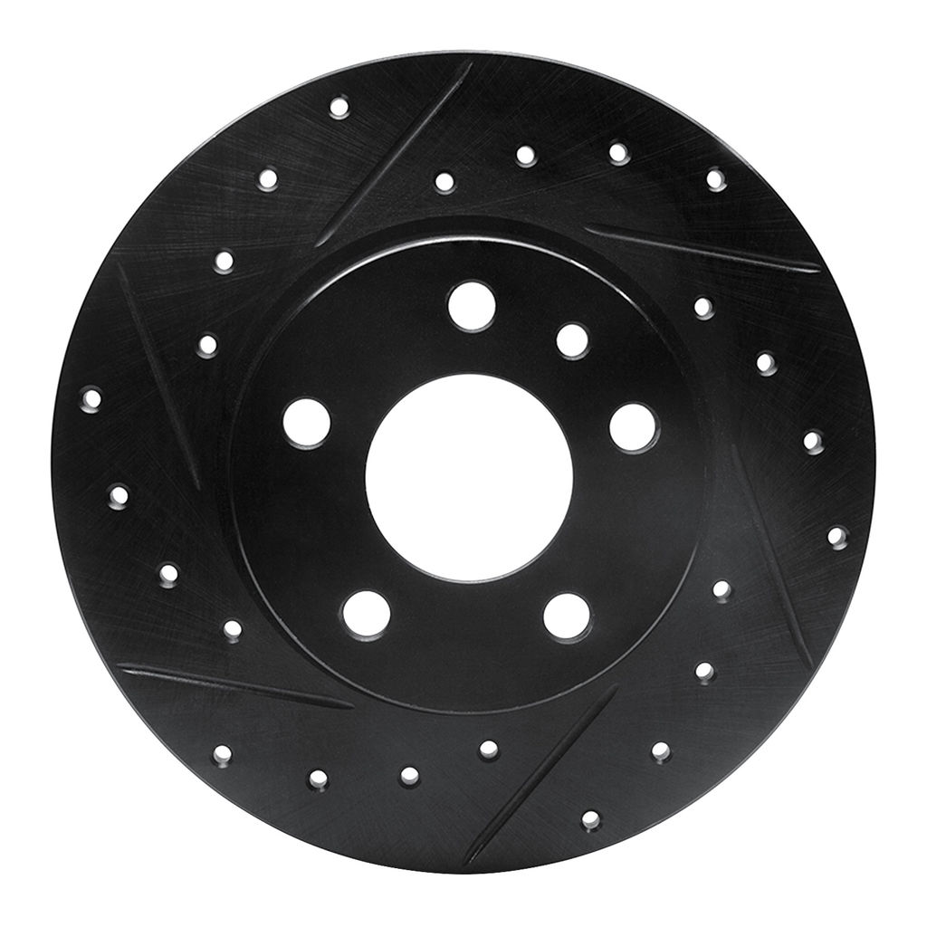 Dynamic Friction 633-16007L - Drilled and Slotted Black Zinc Brake Rotor