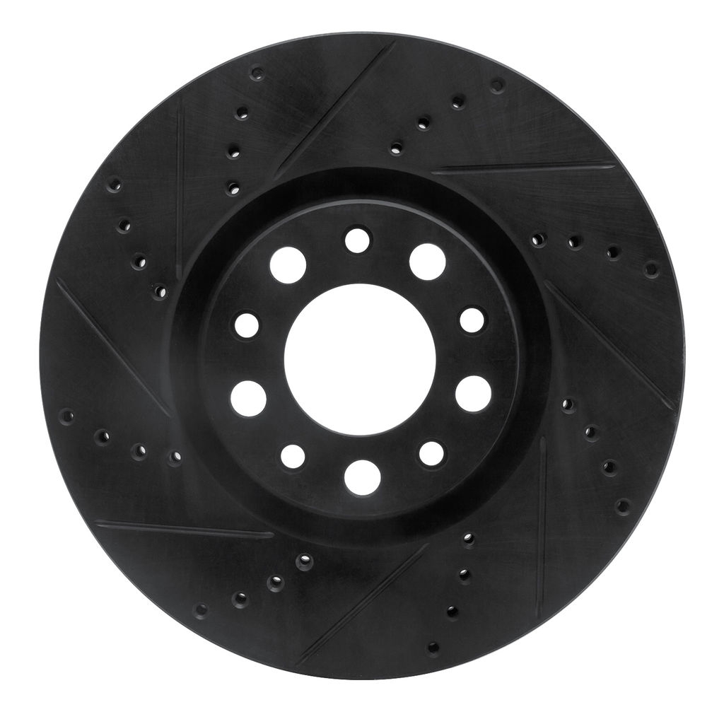 Dynamic Friction 633-39025L - Drilled and Slotted Black Zinc Brake Rotor