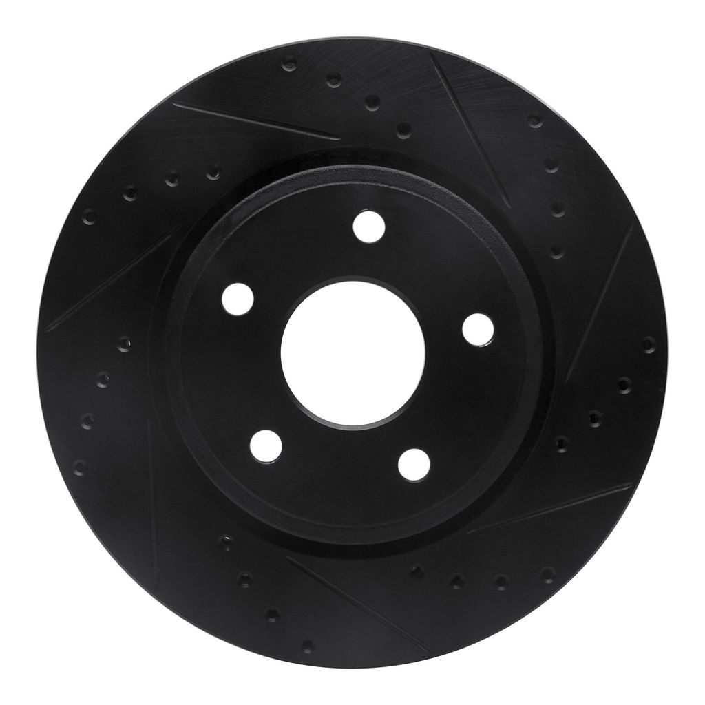 Dynamic Friction 633-42000R - Drilled and Slotted Black Zinc Brake Rotor