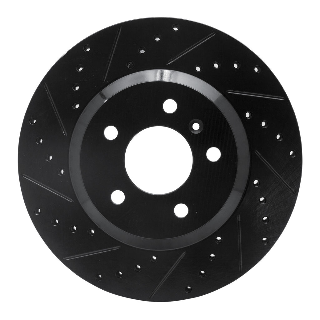 Dynamic Friction 633-45012L - Drilled and Slotted Black Zinc Brake Rotor