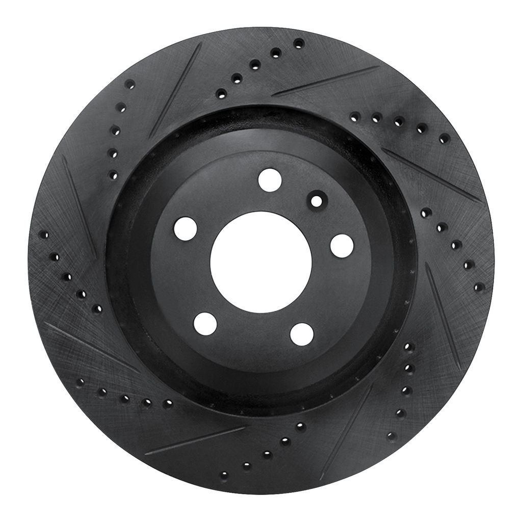 Dynamic Friction 633-73039L - Drilled and Slotted Black Zinc Brake Rotor
