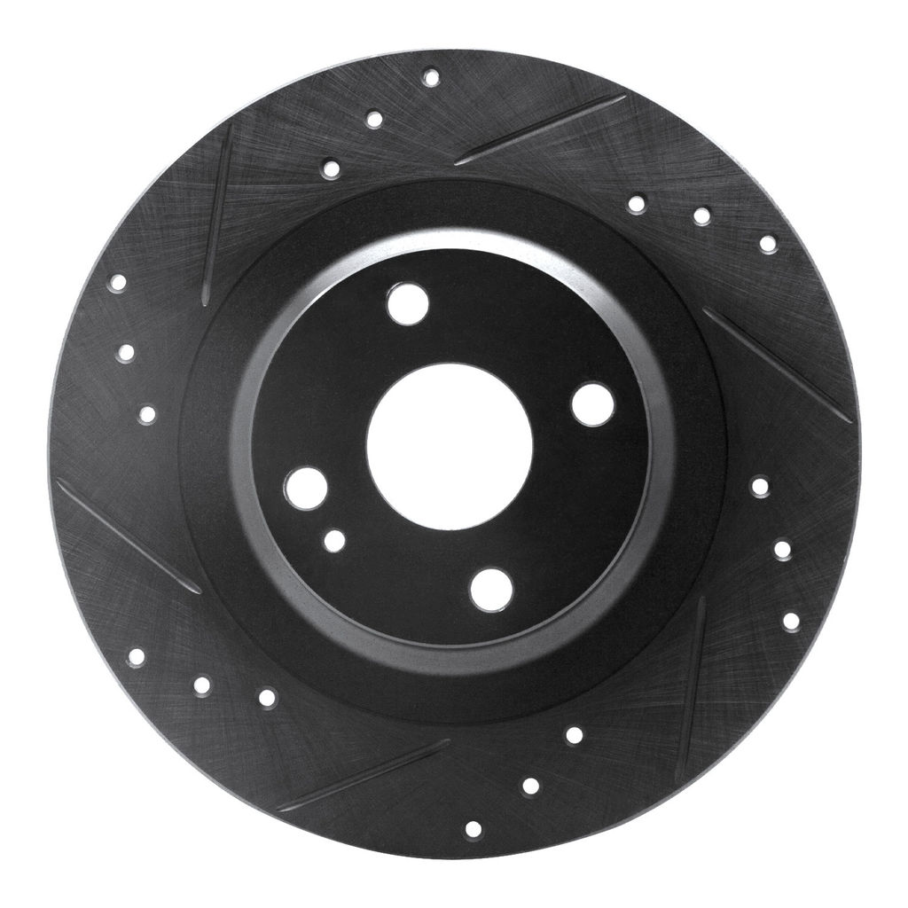 Dynamic Friction 633-80072L - Drilled and Slotted Black Zinc Brake Rotor