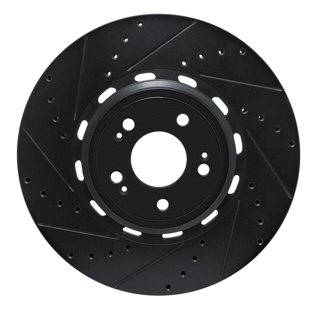 Dynamic Friction 633-10006L - Drilled and Slotted Black Zinc Brake Rotor
