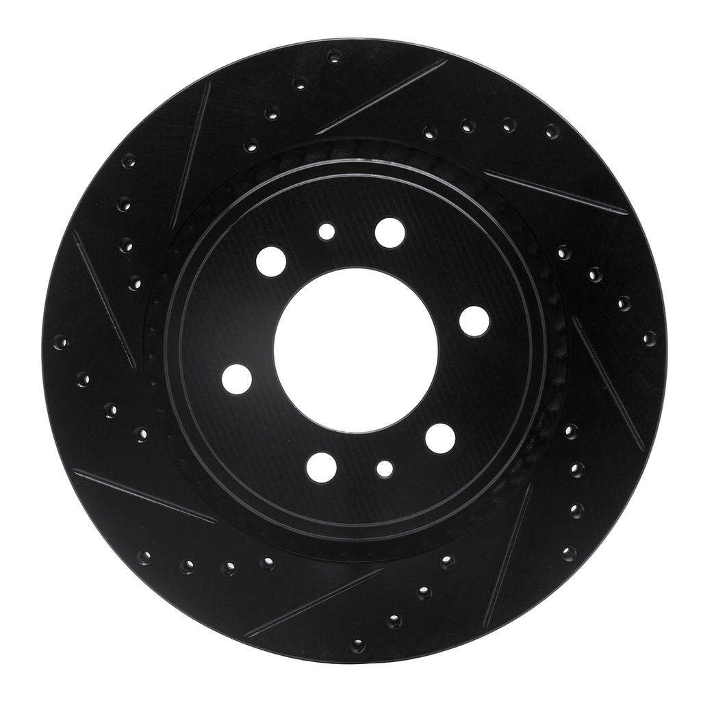 Dynamic Friction 633-54204L - Drilled and Slotted Black Zinc Brake Rotor