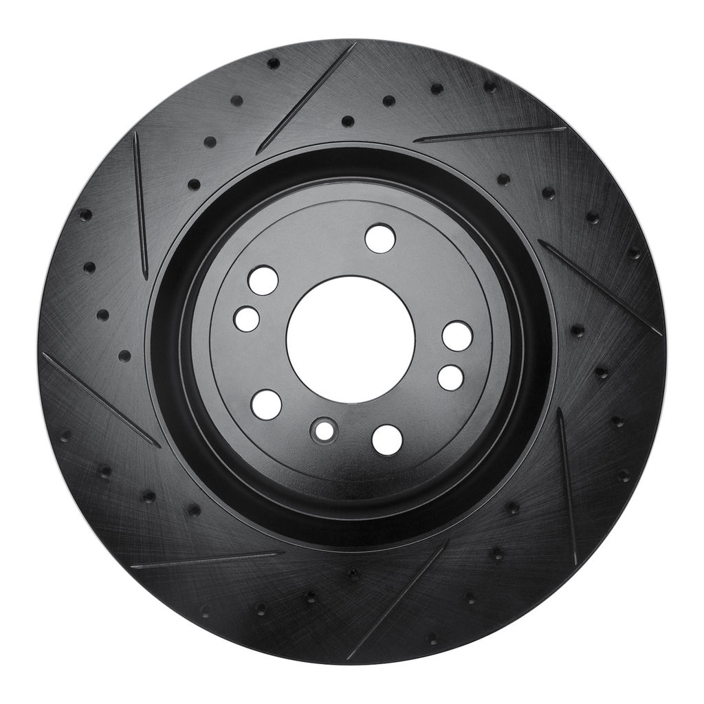 Dynamic Friction 633-63146L - Drilled and Slotted Black Zinc Brake Rotor