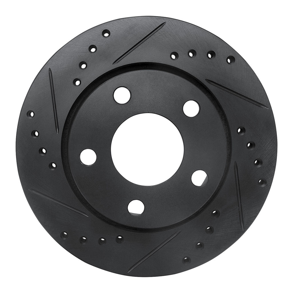Dynamic Friction 633-73024L - Drilled and Slotted Black Zinc Brake Rotor