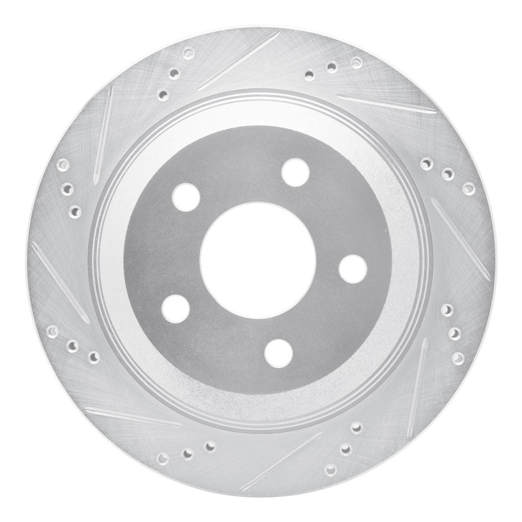 Dynamic Friction 631-52013L - Drilled and Slotted Silver Zinc Brake Rotor