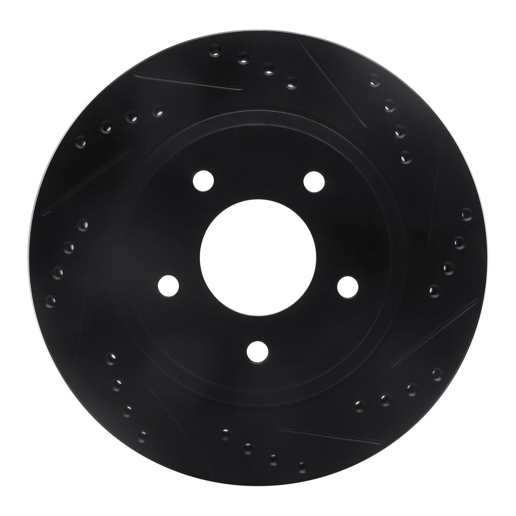 Dynamic Friction 633-45007R - Drilled and Slotted Black Zinc Brake Rotor